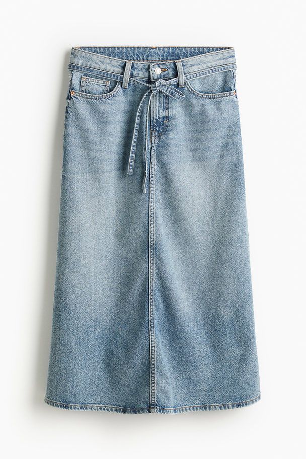 H&M Feather Soft Denim Rok Licht Denimblauw