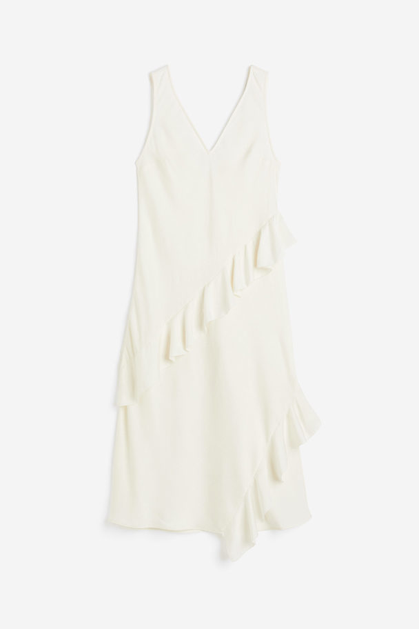 H&M Kleid mit Volant Cremefarben
