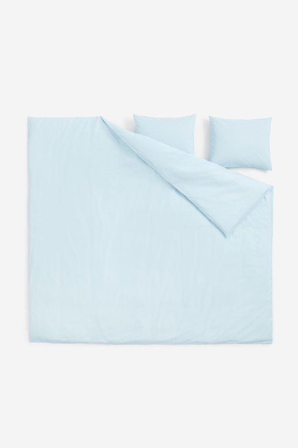 H&M HOME Baumwollbettwäsche für Doppel- und Kingsize-Betten Helles Pastellblau