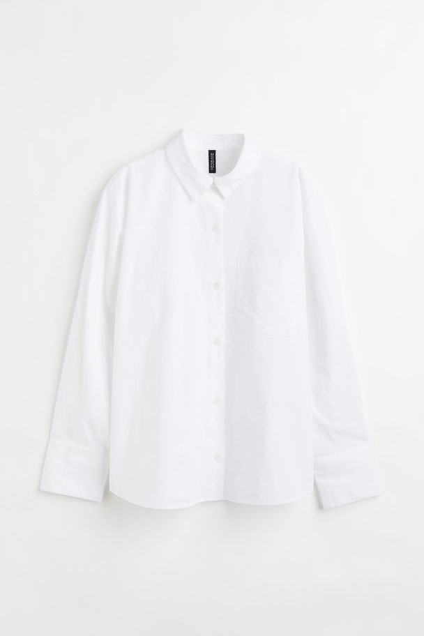H&M Oversized Skjorte I Poplin Hvid