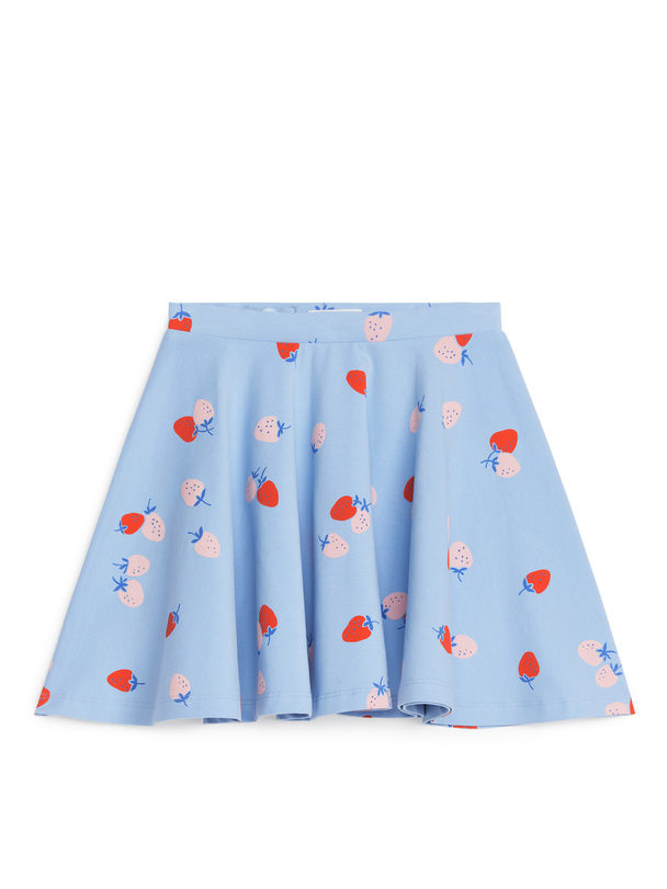 ARKET Printed Jersey Skirt Light Blue/strawberry