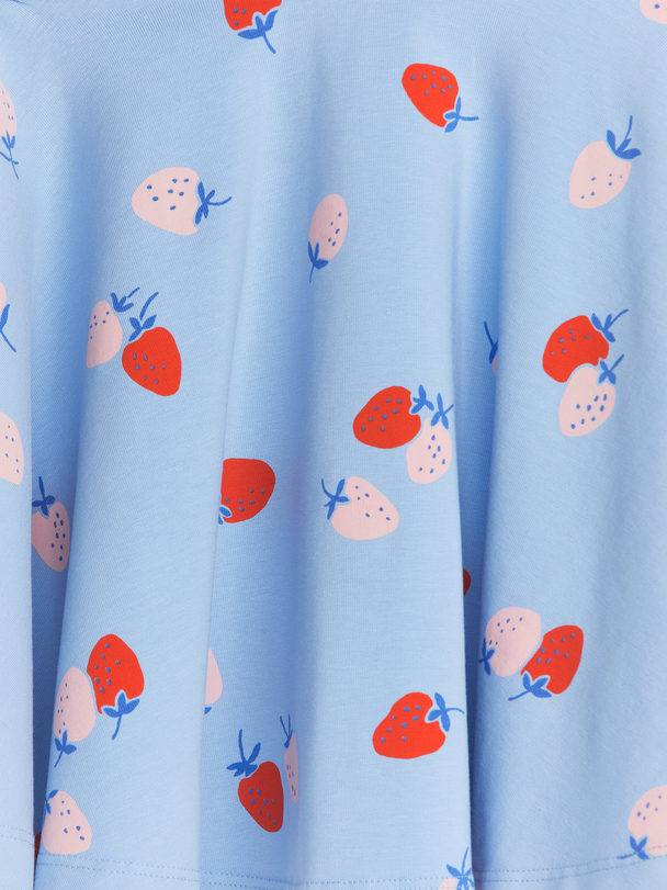 ARKET Printed Jersey Skirt Light Blue/strawberry