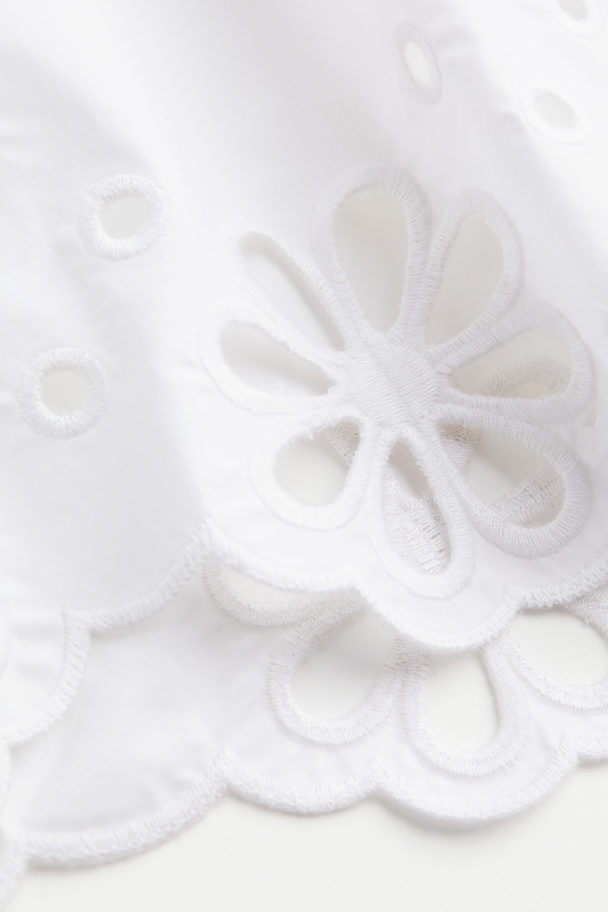 H&M Broderie Anglaise-hemmed Blouse White