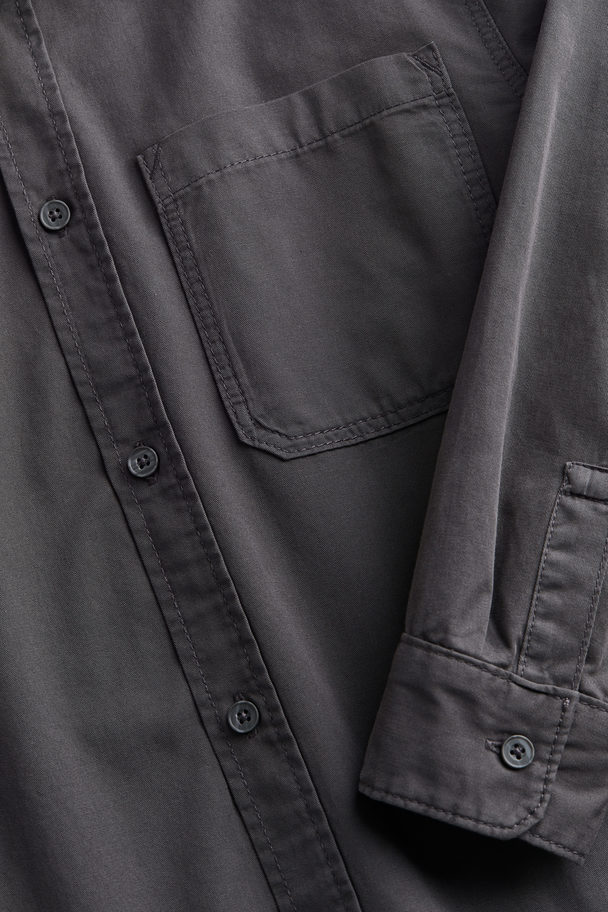 H&M Long-sleeved Shirt Dark Grey