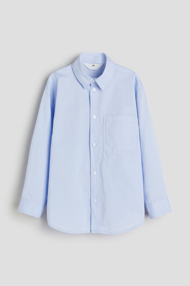 H&M Long-sleeved Shirt Light Blue