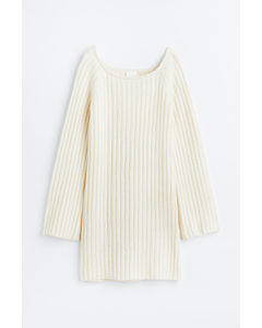 Rib-knit Dress Cream