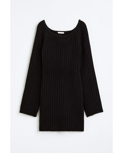 Rib-knit Dress Black