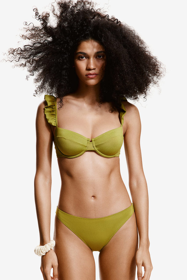 H&M Unwattiertes Bikinitop Olivgrün