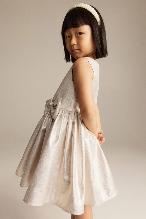 H&M Bow-detail Dress Silver-coloured