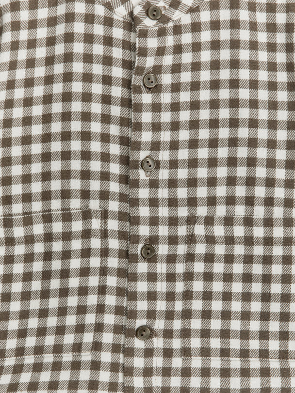 ARKET Flanellen Overhemd Bruin/gebroken Wit
