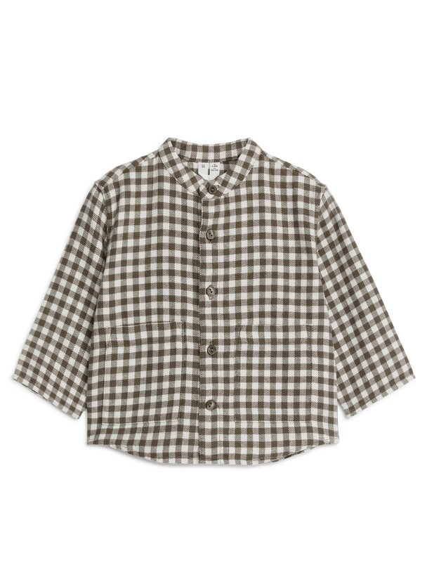 ARKET Flannel Shirt Brown/off White