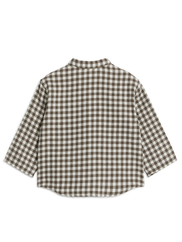 ARKET Flannel Shirt Brown/off White