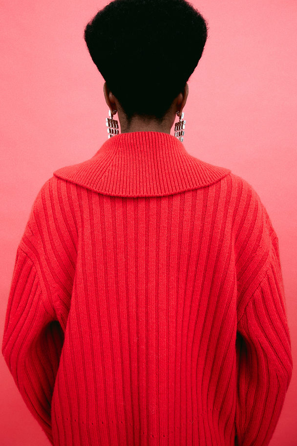 H&M Collared Wool Jumper Red
