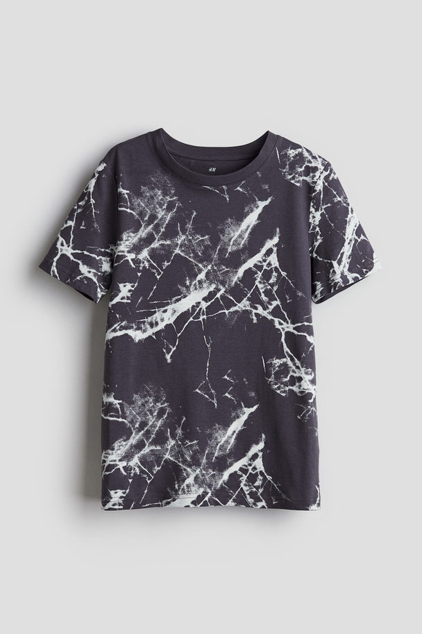 H&M T-Shirt mit Print Grau/Gemustert