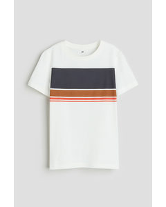 T-Shirt mit Print Weiß/Dunkelgrau
