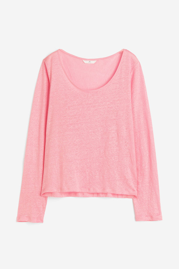 H&M Linen Jersey Top Pink