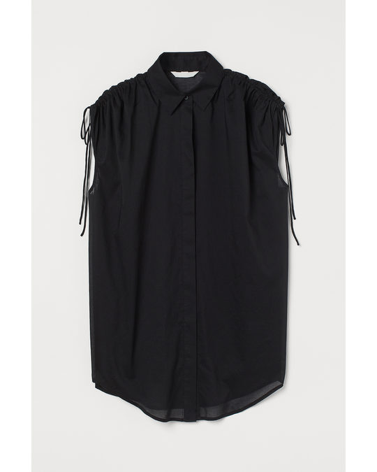H&M Sleeveless Cotton Shirt Black