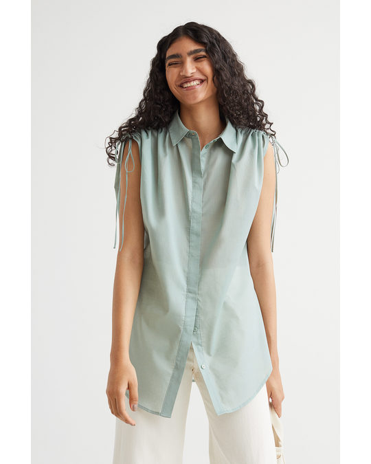 H&M Sleeveless Cotton Shirt Turquoise
