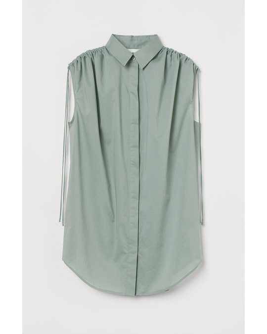 H&M Sleeveless Cotton Shirt Turquoise