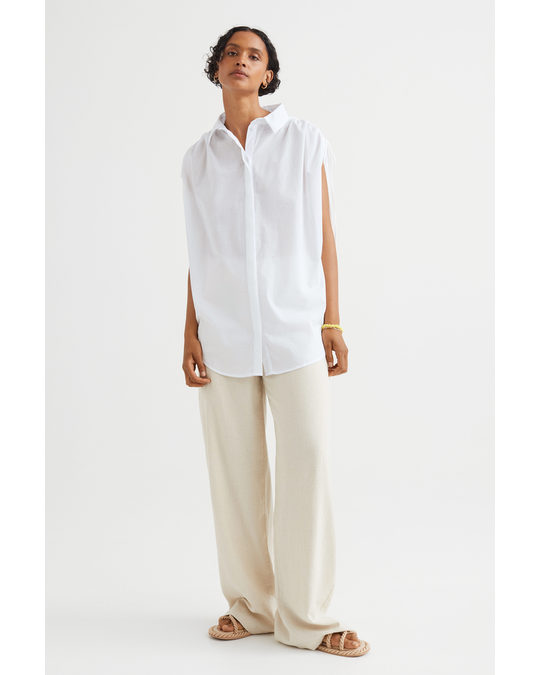 H&M Sleeveless Cotton Shirt White