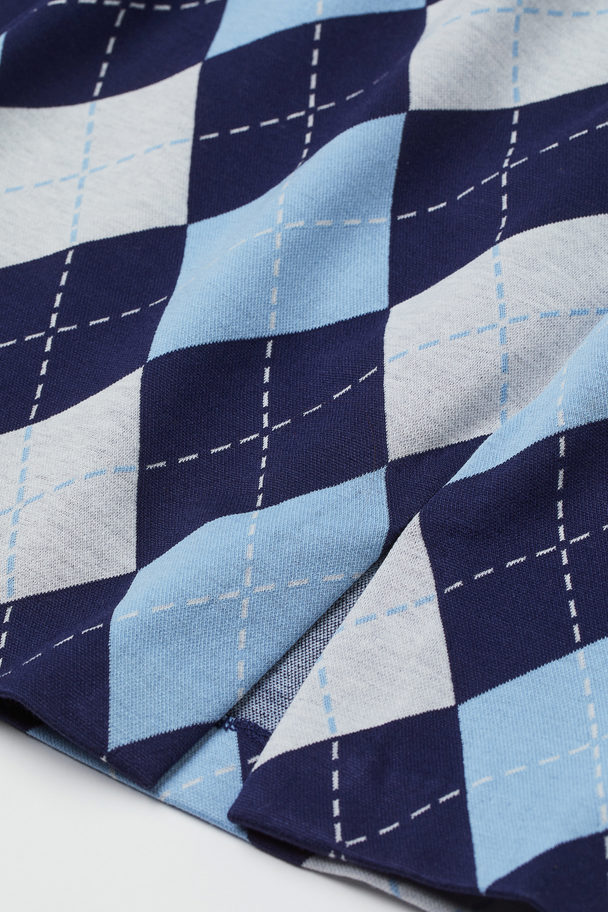H&M Short Skirt Blue/argyle Pattern