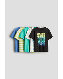 5-pack Jersey T-shirts Dark Grey/surf Away