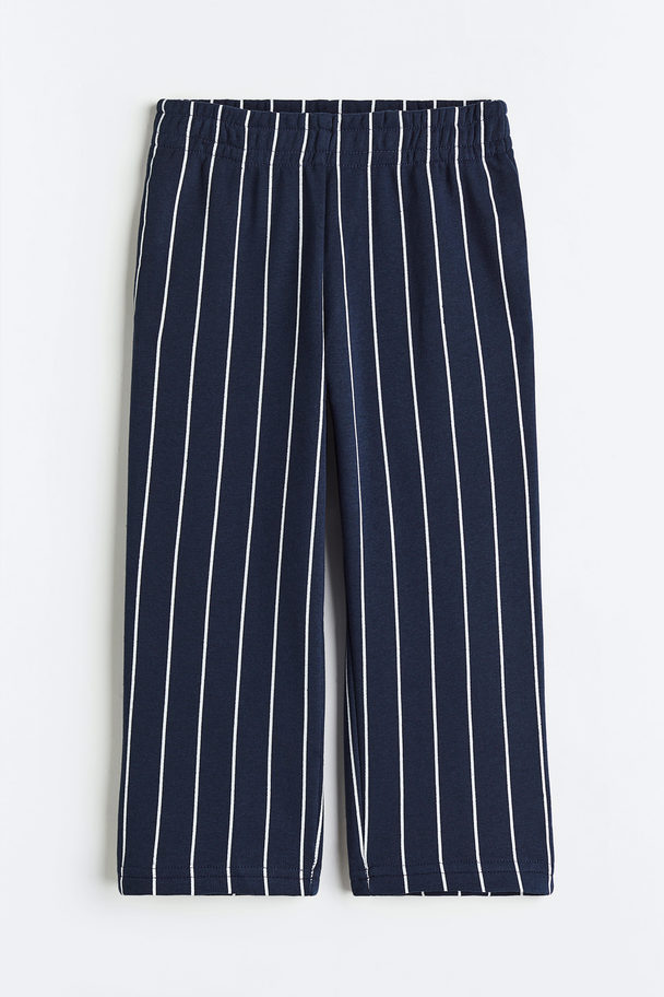 H&M Straight Joggers Navy Blue/pinstriped
