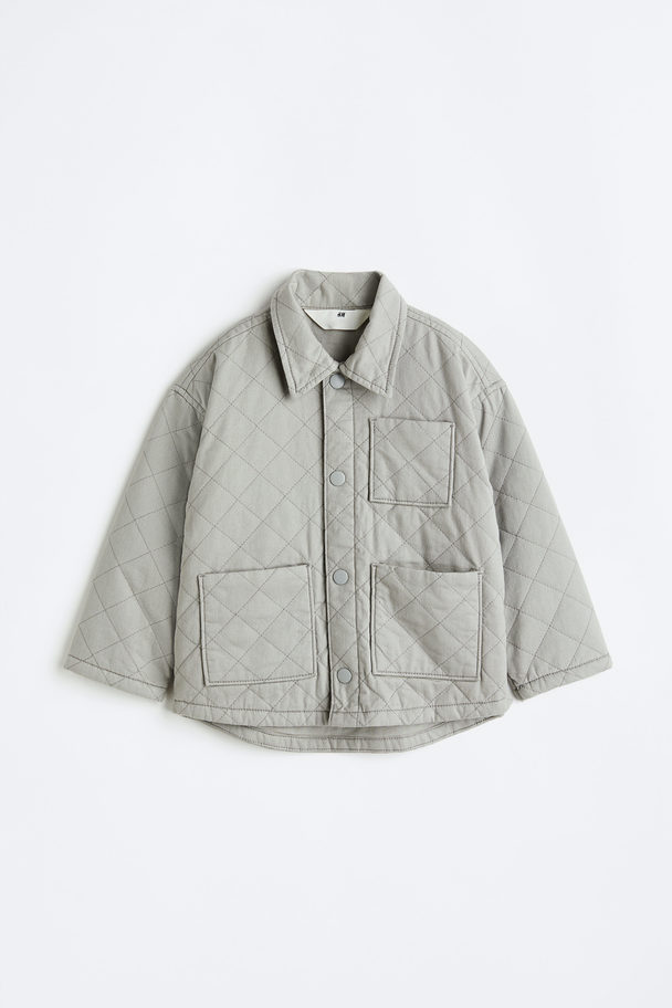 H&M Gestepptes Overshirt aus Baumwolle Hellgrau