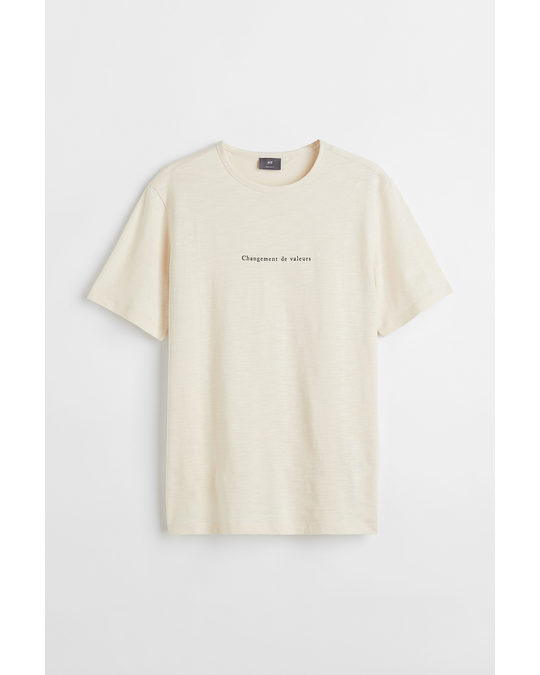 H&M Regular Fit Cotton T-shirt Cream/changement