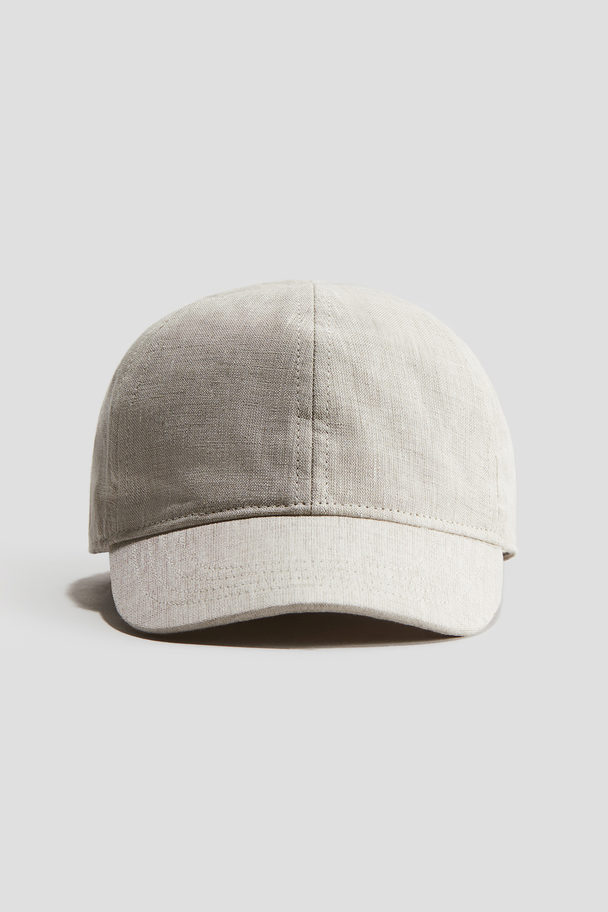 H&M Cap aus Leinen Hellbeige