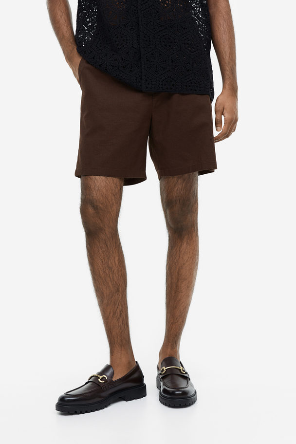 H&M Shorts aus Leinenmix Regular Fit Dunkelbraun