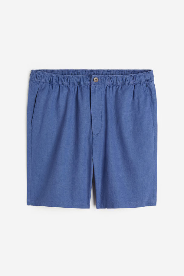 H&M Regular Fit Linen-blend Shorts Blue