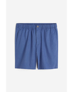 Regular Fit Linen-blend Shorts Blue