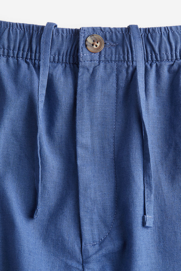 H&M Short Van Linnenmix - Regular Fit Blauw