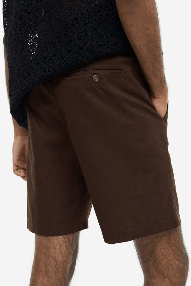 H&M Shorts aus Leinenmix Regular Fit Dunkelbraun