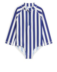 Long-sleeve Swimsuit Blue/white