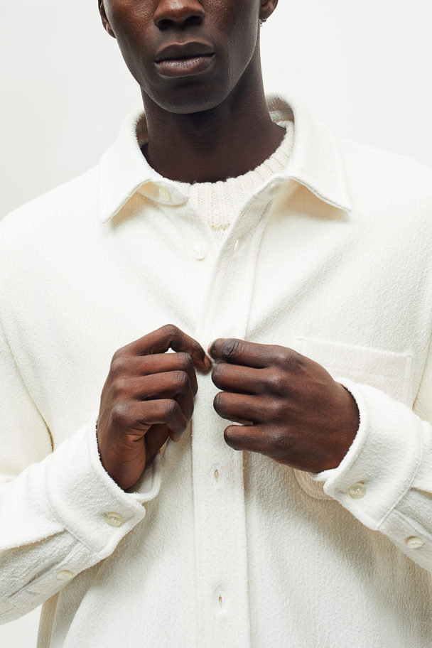 H&M Structuurgeweven Overhemd - Regular Fit Roomwit