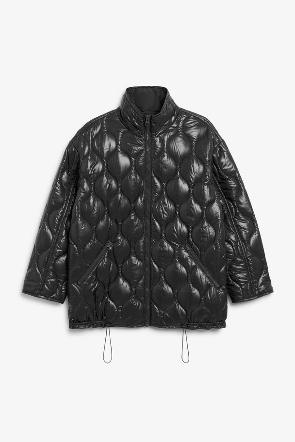 Monki Quilted Zip-up Jacket Black