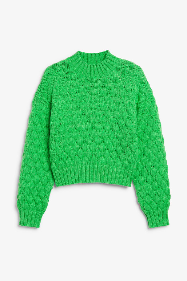 Monki Green Oversized Knit Sweater Green