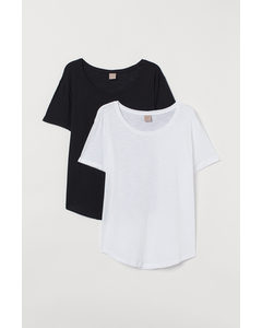 H&m+ Set Van 2 T-shirts Zwart/wit