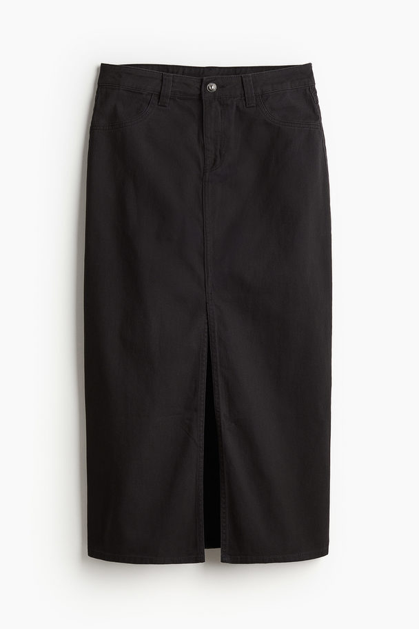 H&M Slit-hem Twill Skirt Black