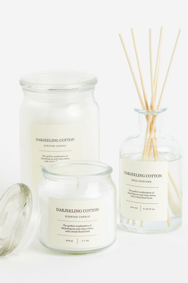 H&M HOME Scented Candle In A Glass Jar White/darjeeling Cotton