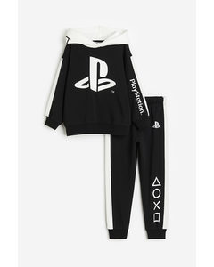 2-teiliges Sweatshirt-Set mit Print Schwarz/PlayStation