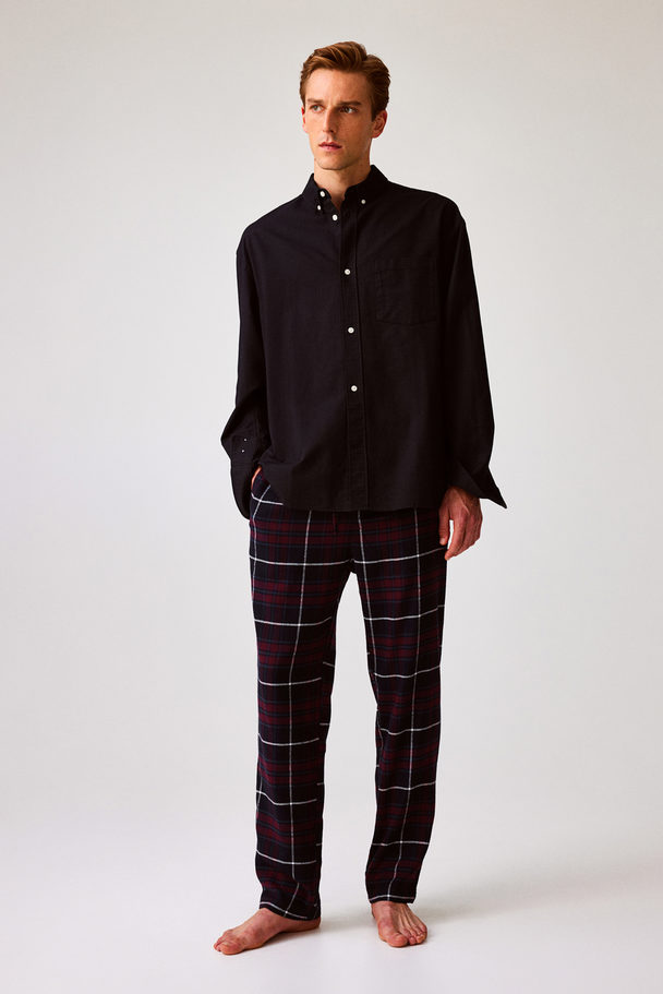 H&M Regular Fit Pyjamasbukse I Flanell Rød/rutet