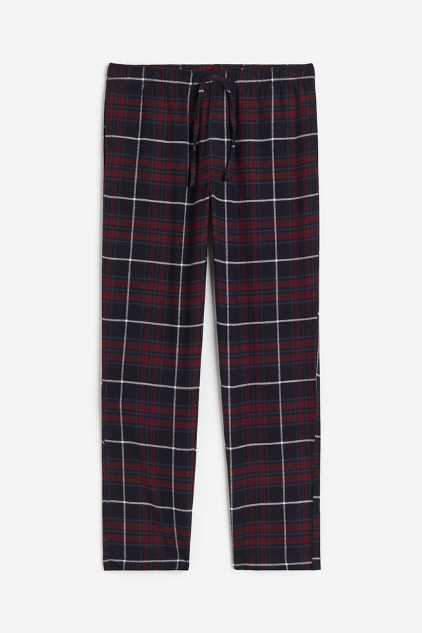 H&M Regular Fit Pyjamasbukse I Flanell Rød/rutet