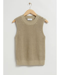 Knitted Crewneck Top Beige