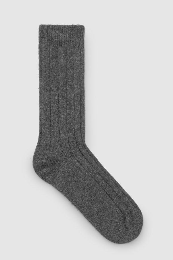 COS Ribbed Cashmere Socks Dark Grey