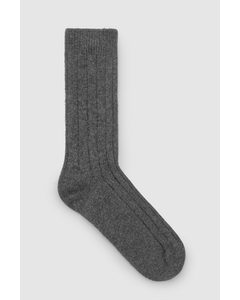 Ribbed Cashmere Socks Dark Grey