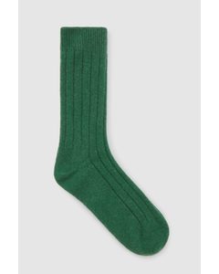 Ribbed Cashmere Socks Green