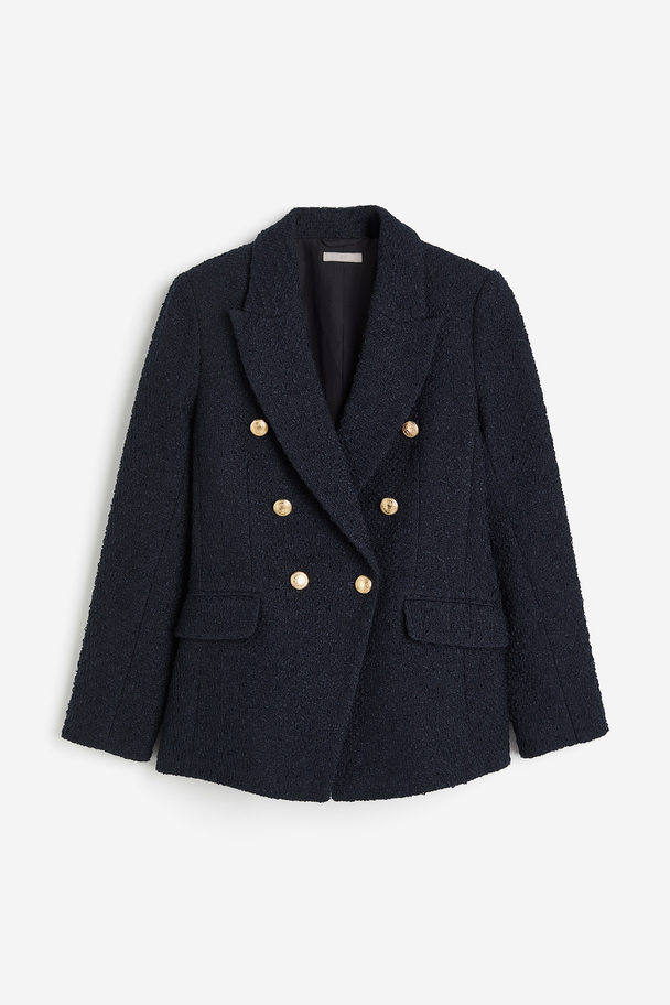 H&M Structuurgeweven Blazer Marineblauw